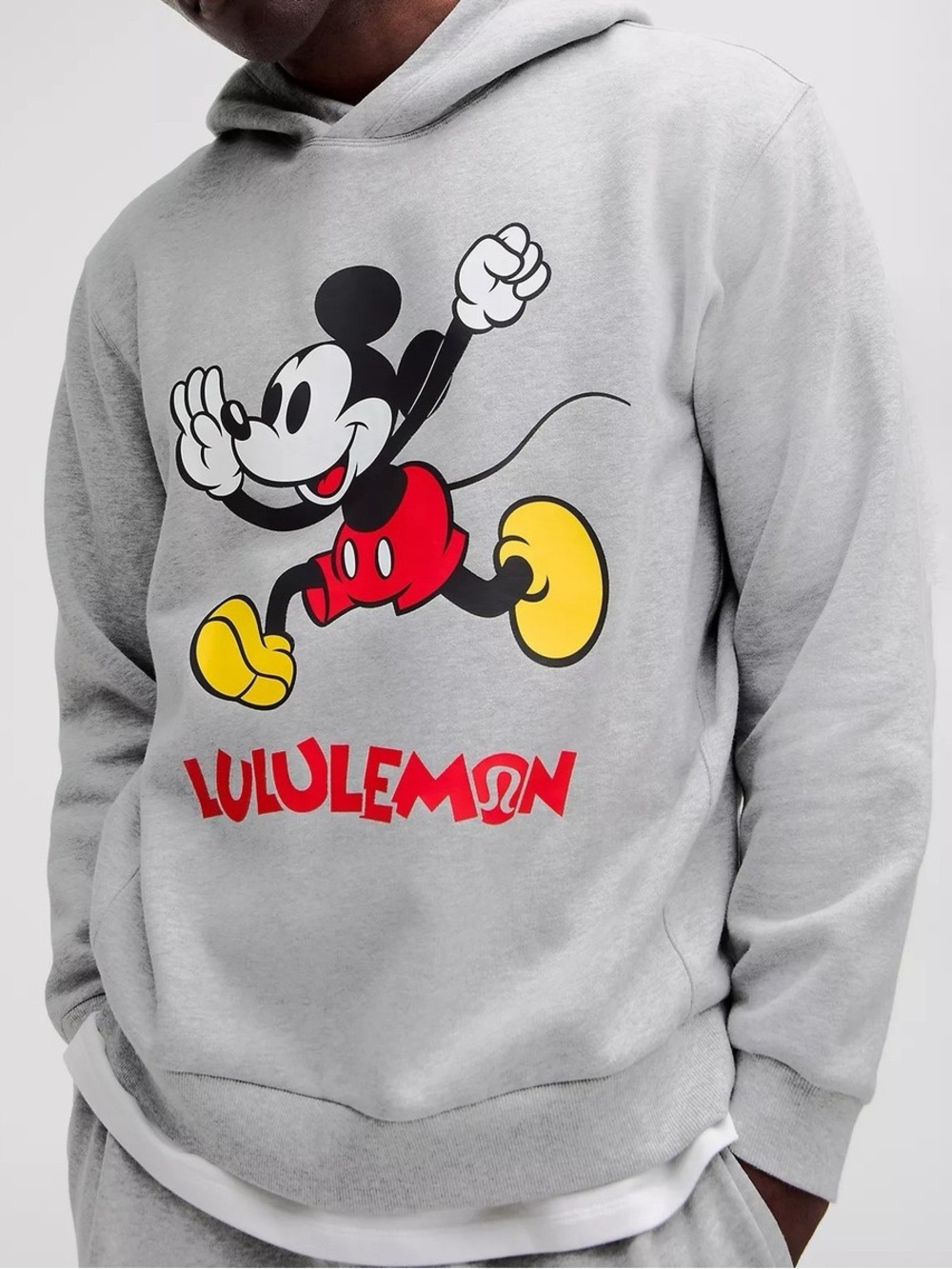 lululemon athletica disney collab Men’s Gray Hoodie Sweatshirt with Mickey Mouse